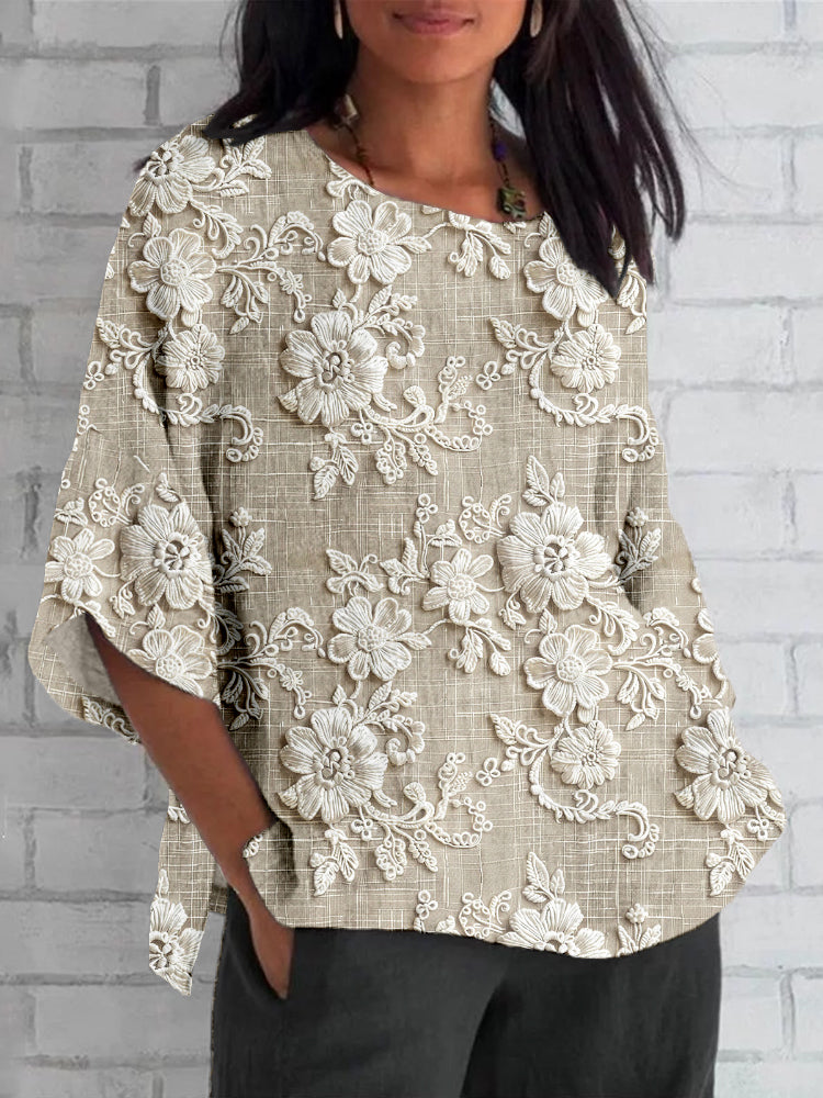 Zehra - Top Suelto de Flores Suaves