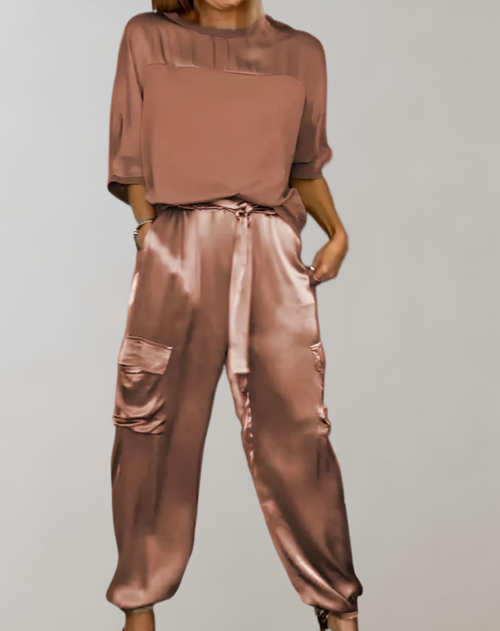 Miriam - Conjunto de Lounge Cargo Satinado