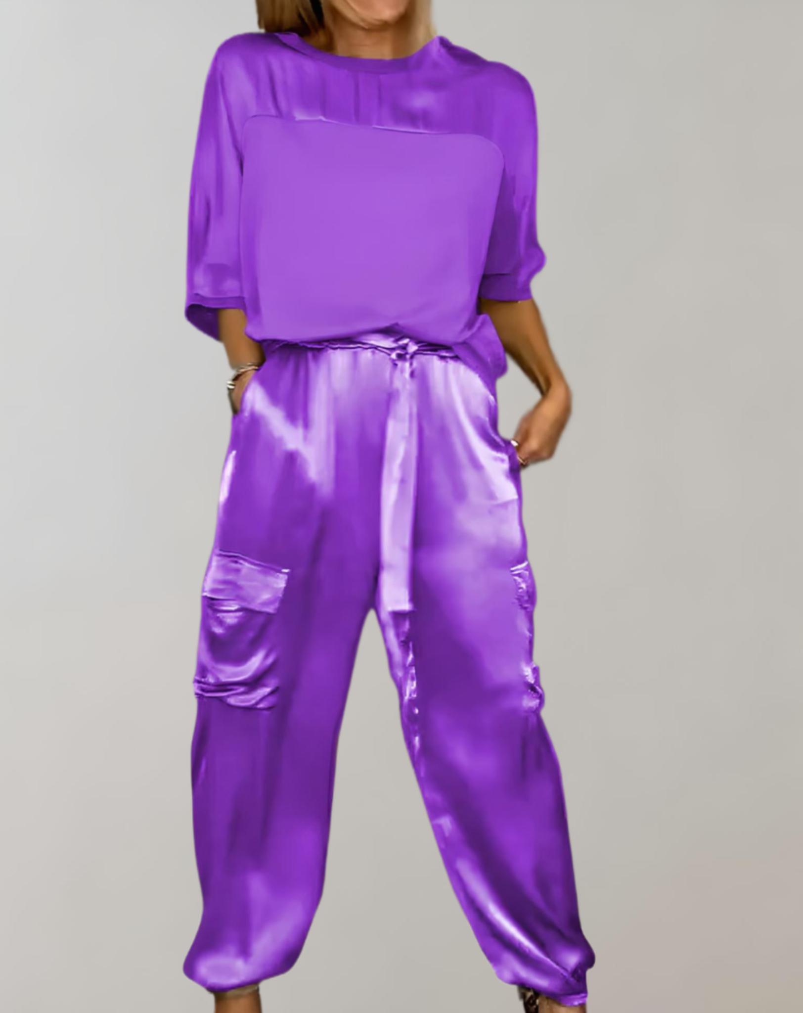 Miriam - Conjunto de Lounge Cargo Satinado