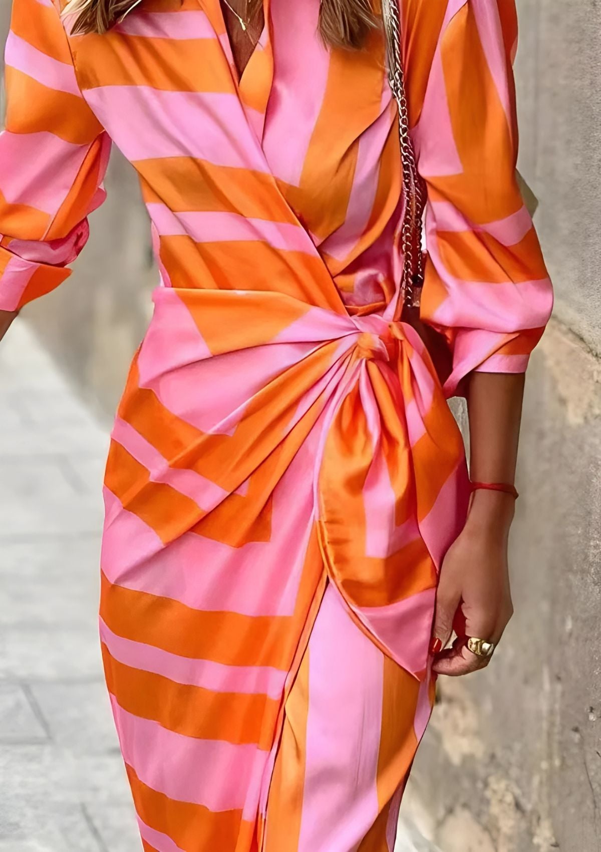 Olivia – Vestido Camisero Impreso con Cintura