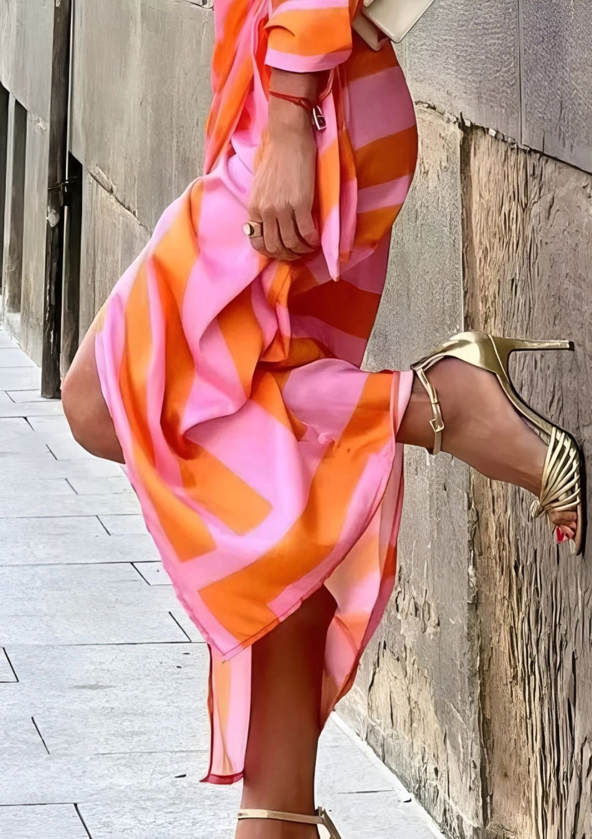 Olivia – Vestido Camisero Impreso con Cintura