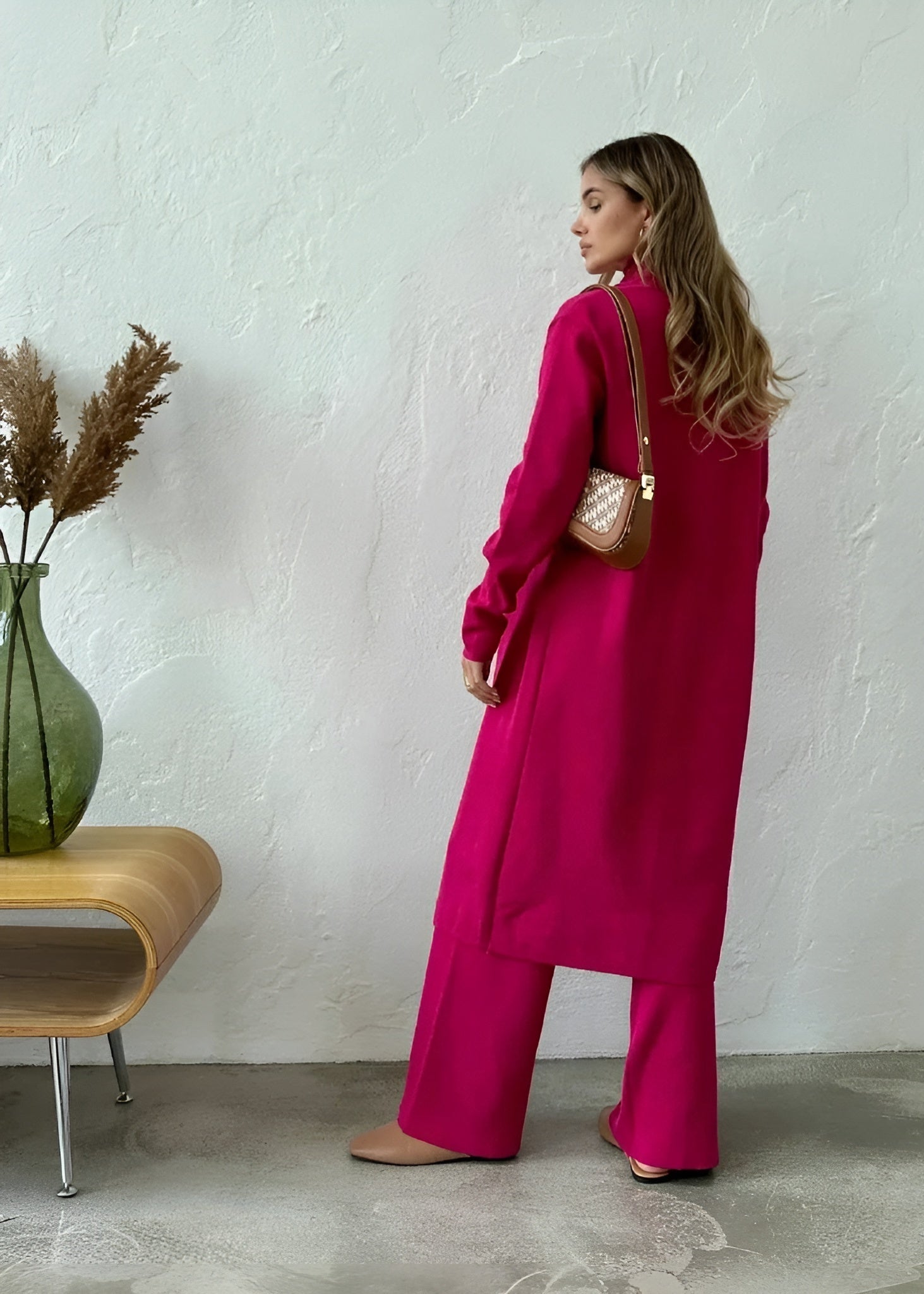 Bianca - Conjunto de Ropa de Casa Elegante de Punto Acanalado de 3 Piezas