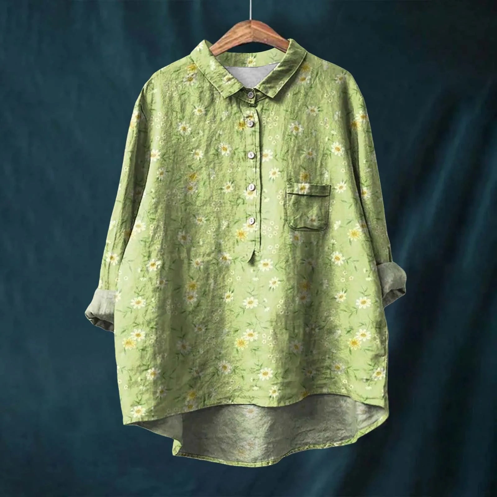 Hannah - Blusa de Lino de Algodón con Estampado de Flores