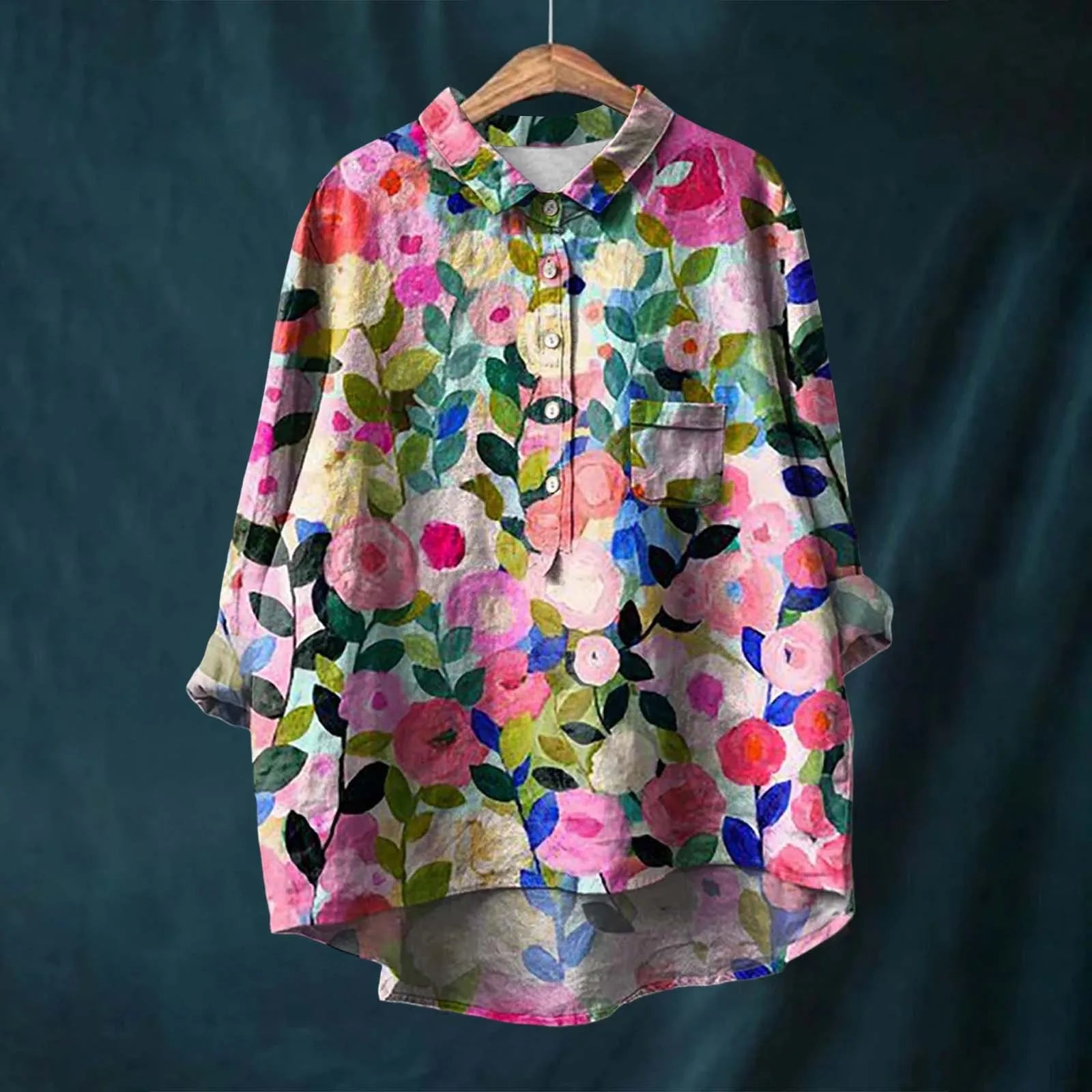 Hannah - Blusa de Lino de Algodón con Estampado de Flores