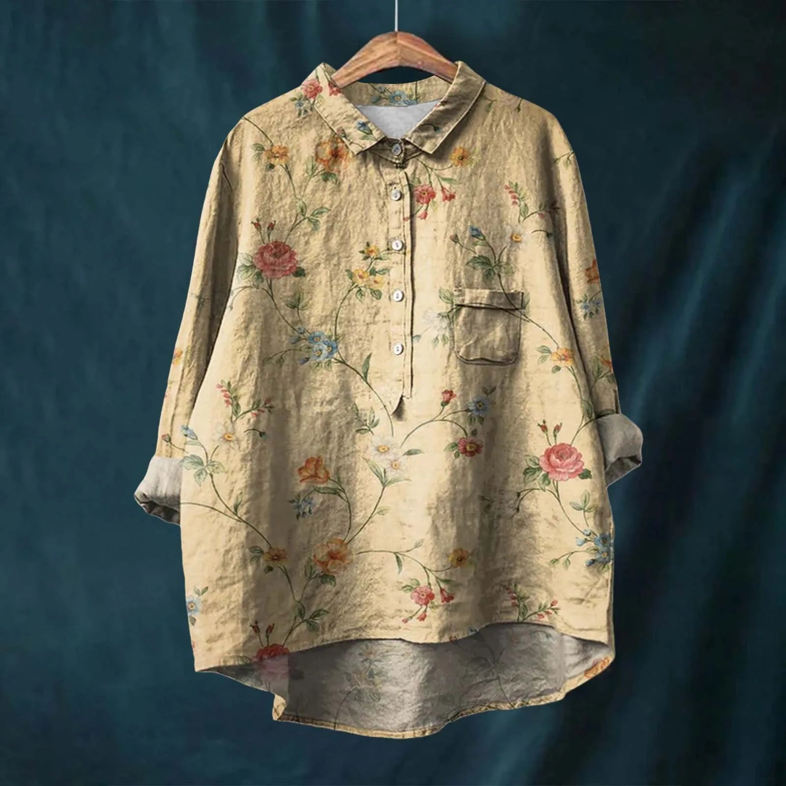 Hannah - Blusa de Lino de Algodón con Estampado de Flores
