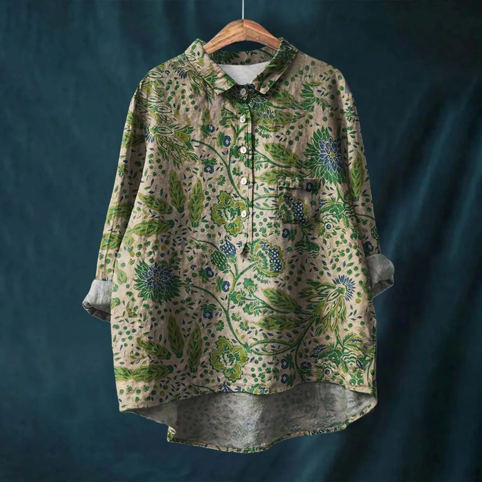 Hannah - Blusa de Lino de Algodón con Estampado de Flores