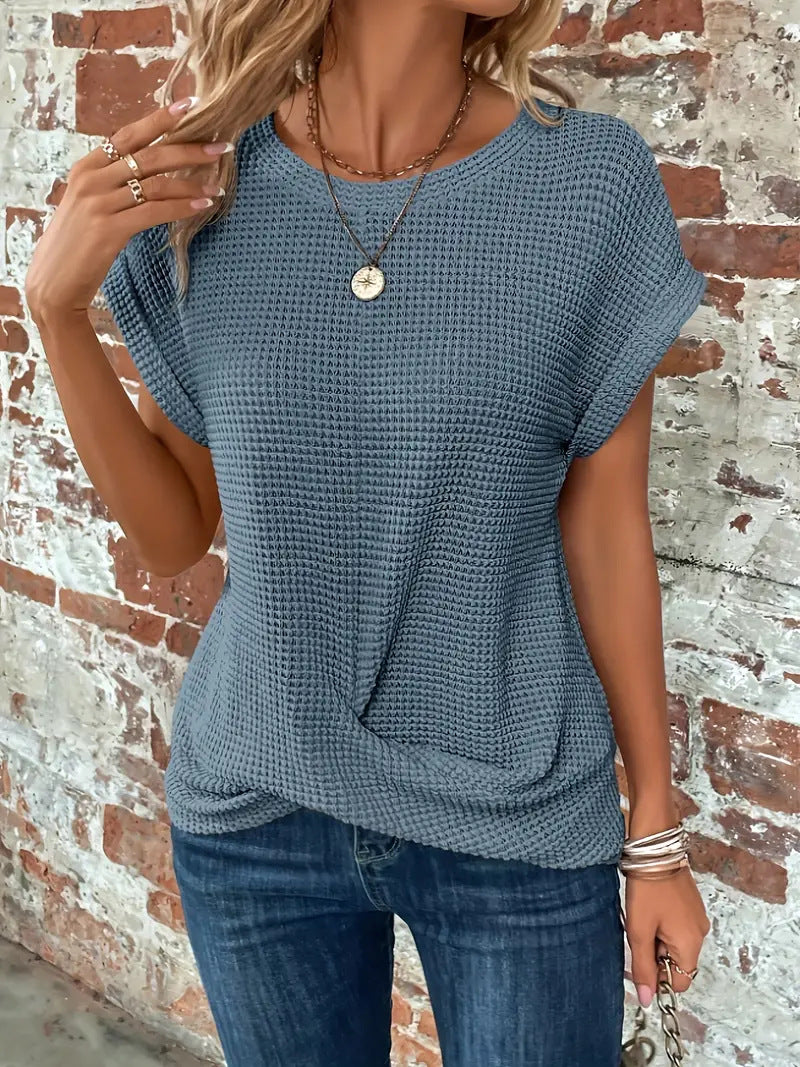 Elise - Top Chic de Cuello Redondo Casual