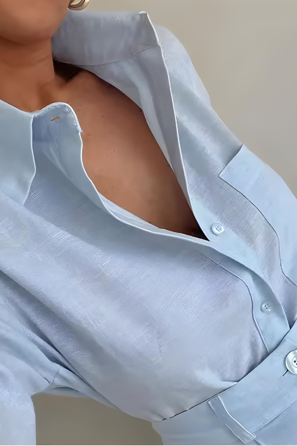 Braylee - Conjunto de Camisa de Manga Larga Suelta y Pantalones Cortos