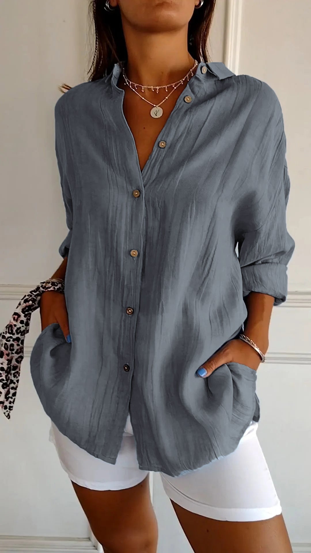 Clara - Blusa Elegante de Color Sólido para el Transporte