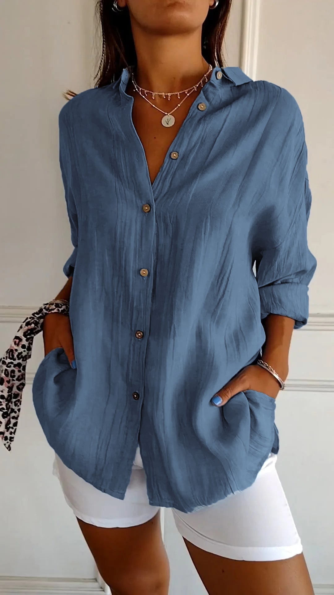 Clara - Blusa Elegante de Color Sólido para el Transporte
