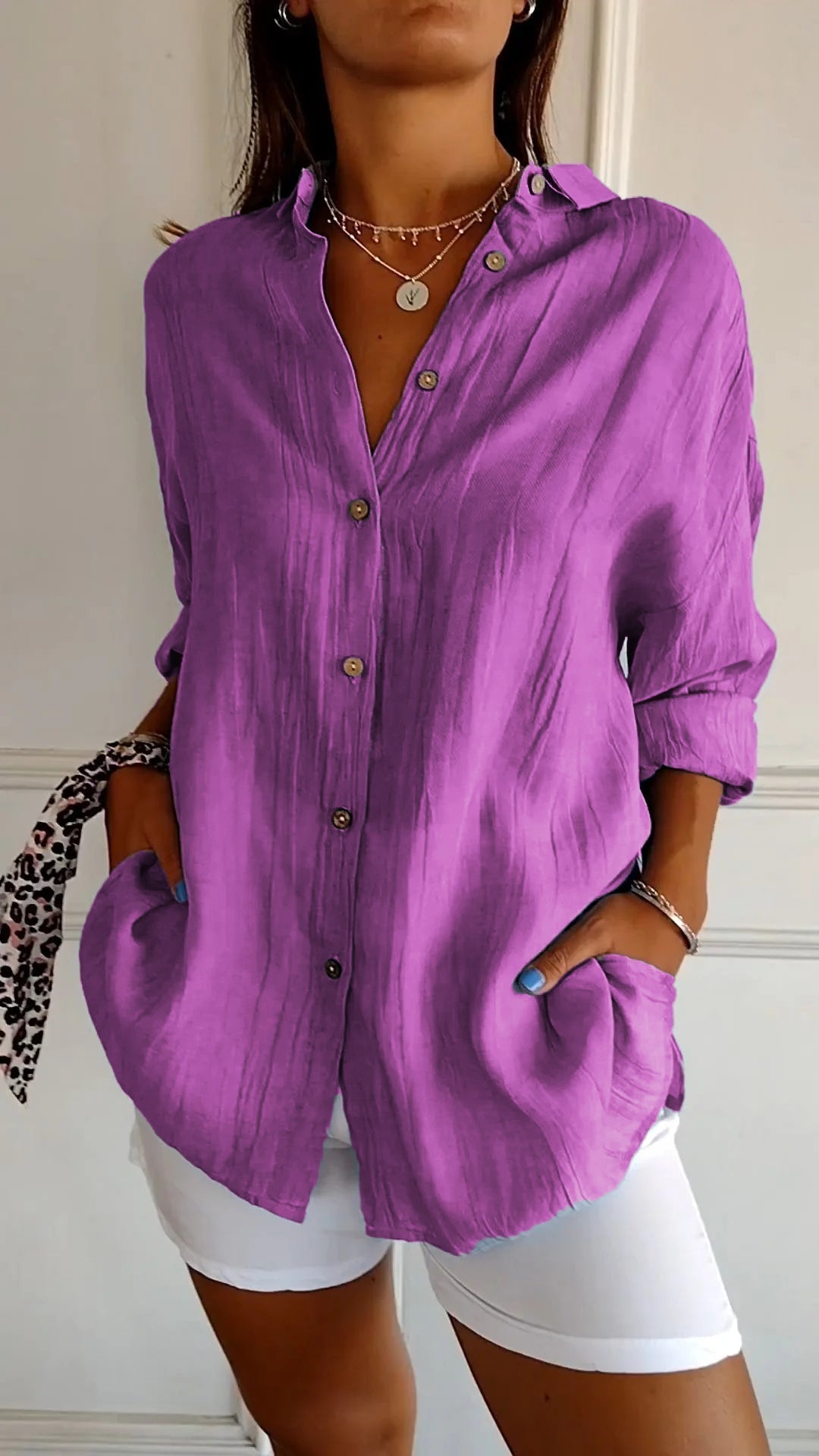 Clara - Blusa Elegante de Color Sólido para el Transporte