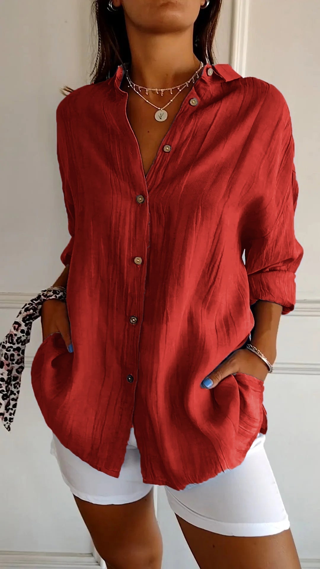 Clara - Blusa Elegante de Color Sólido para el Transporte