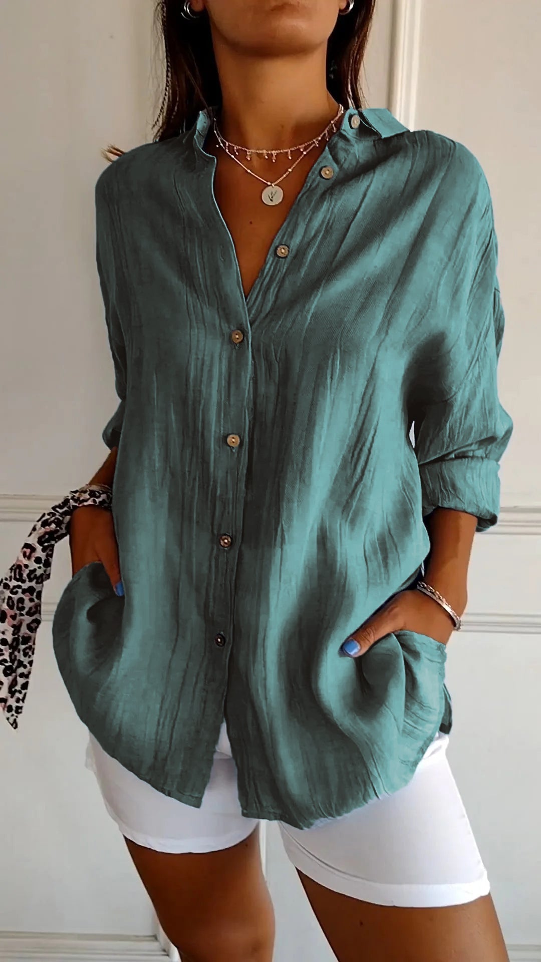 Clara - Blusa Elegante de Color Sólido para el Transporte