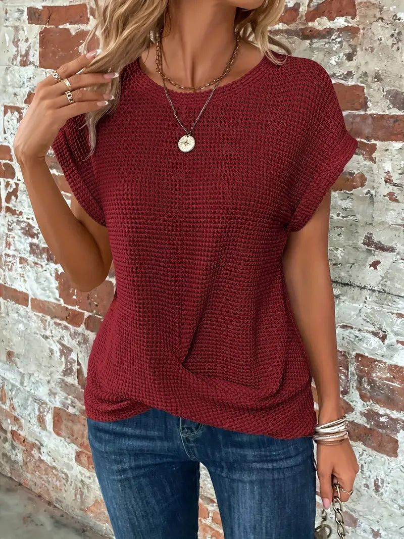 Elise - Top Chic de Cuello Redondo Casual
