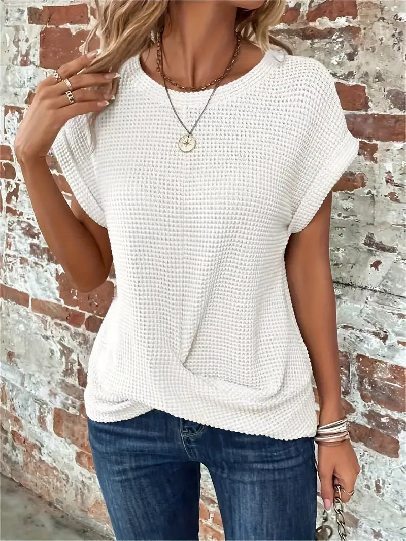Elise - Top Chic de Cuello Redondo Casual