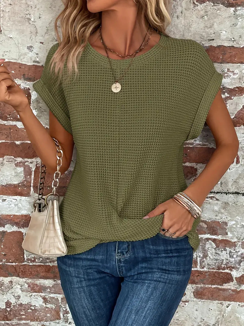 Elise - Top Chic de Cuello Redondo Casual