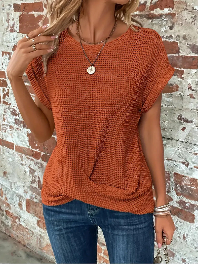 Elise - Top Chic de Cuello Redondo Casual