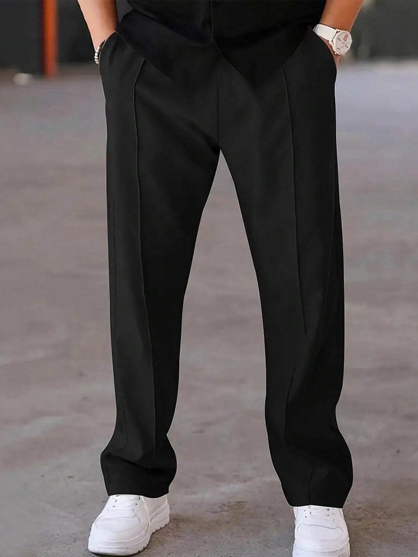 Pantalones deportivos casuales para hombres con cordón | corte ancho y piernas rectas