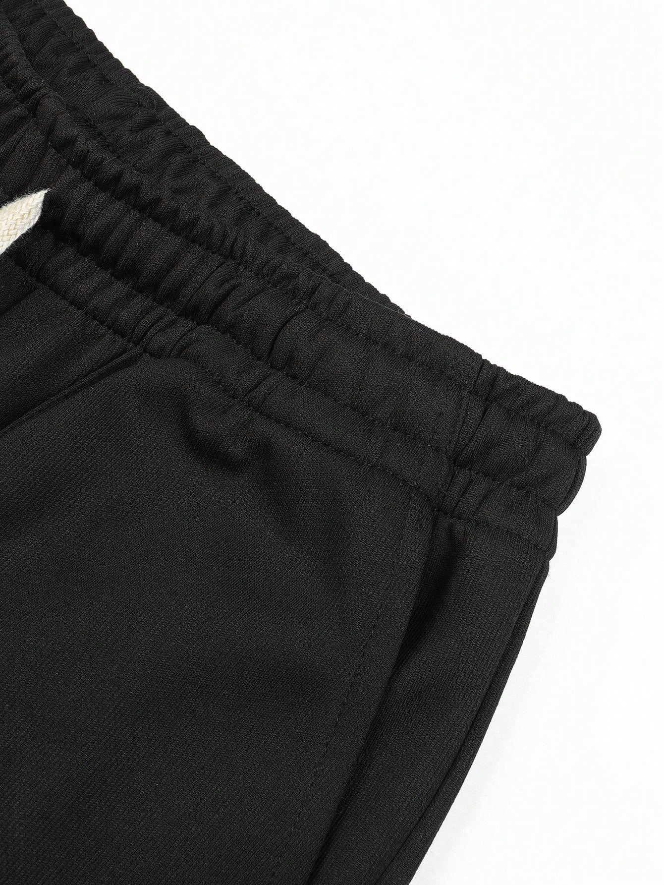 Pantalones deportivos casuales para hombres con cordón | corte ancho y piernas rectas