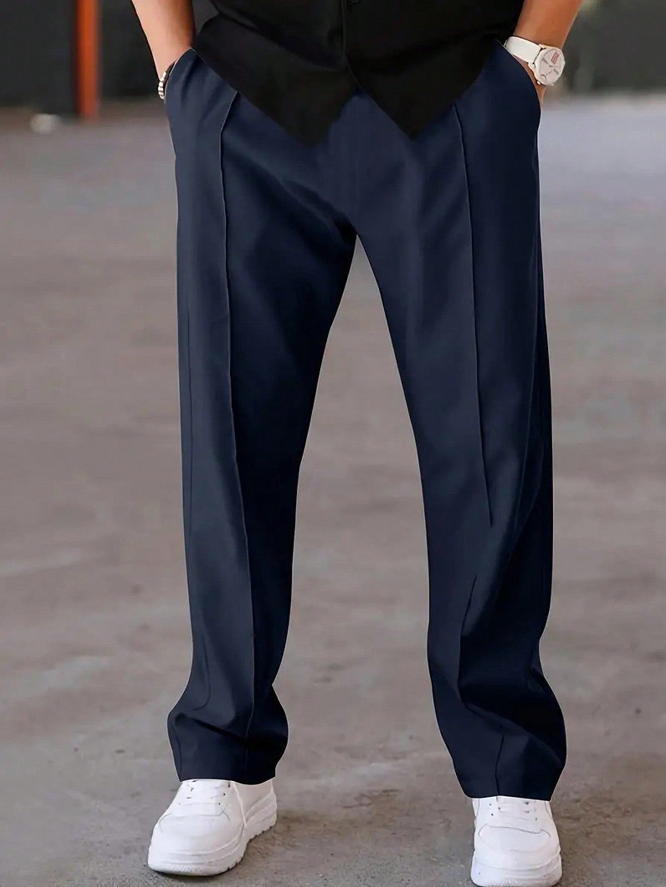 Pantalones deportivos casuales para hombres con cordón | corte ancho y piernas rectas