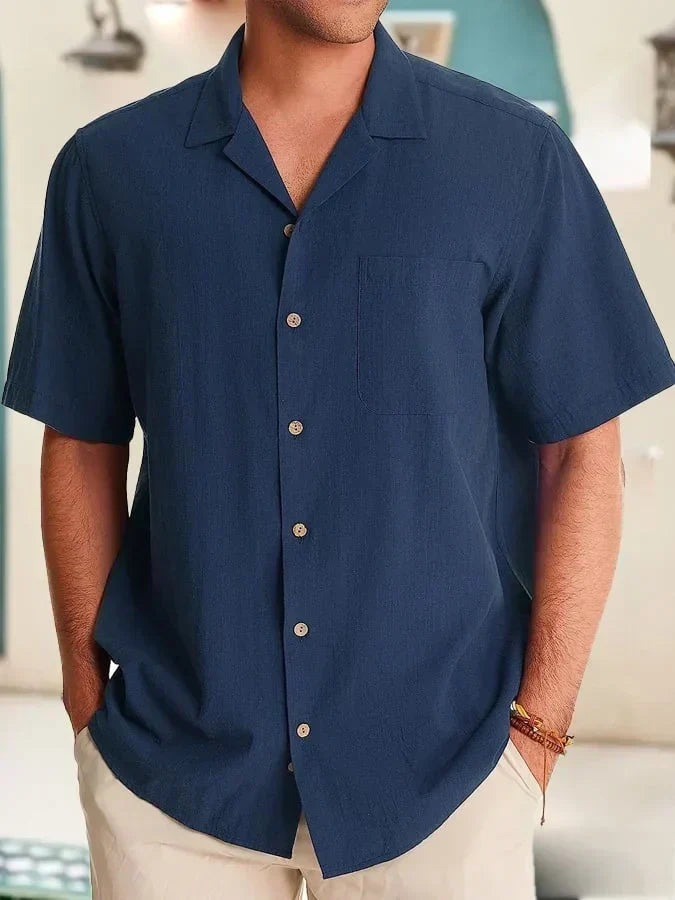 Huib | Camisa casual con bolsillos y cuello tipo solapa