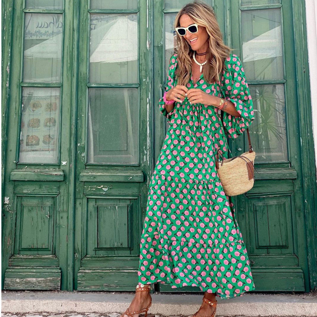 Cassandra - Vestido de Corte Asimétrico con Estampado Geométrico para Mujeres