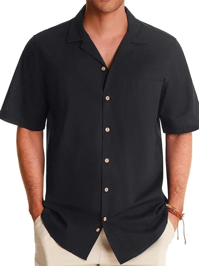 Huib | Camisa casual con bolsillos y cuello tipo solapa