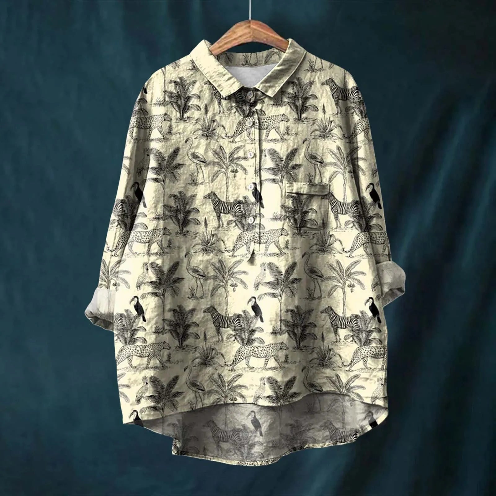 Hannah - Blusa de Lino de Algodón con Estampado de Flores