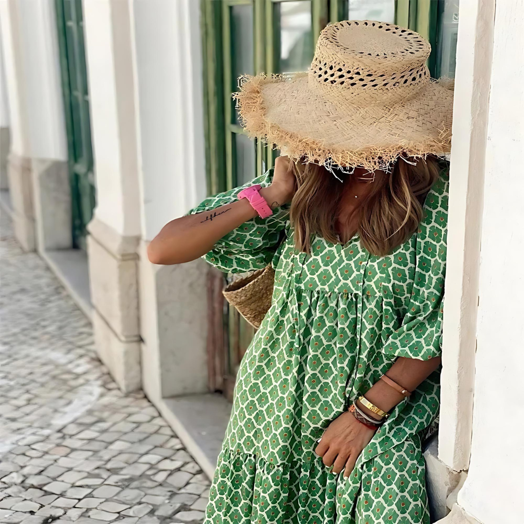 Cassandra - Vestido de Corte Asimétrico con Estampado Geométrico para Mujeres