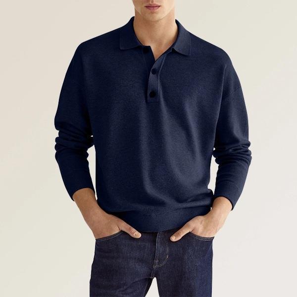 LUCAS | Camiseta polo masculina elegante de manga larga con detalles lujosos