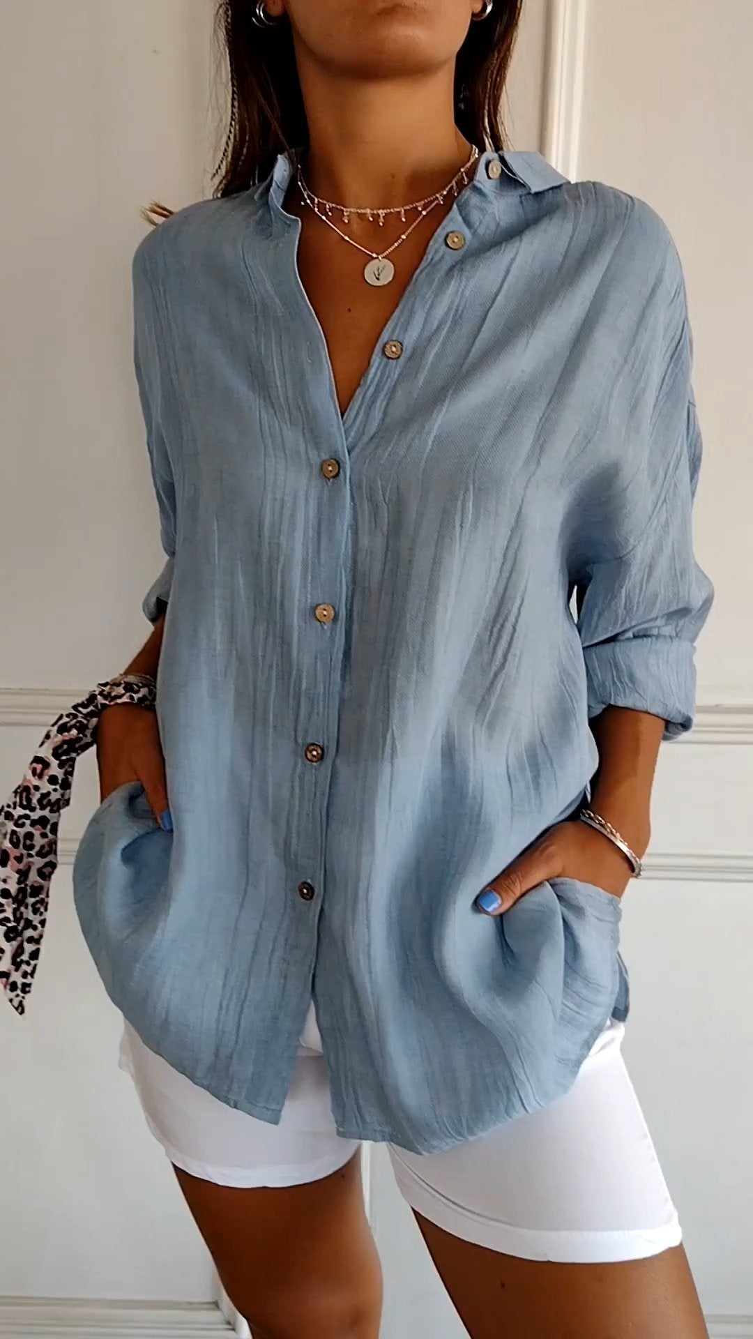 Clara - Blusa Elegante de Color Sólido para el Transporte