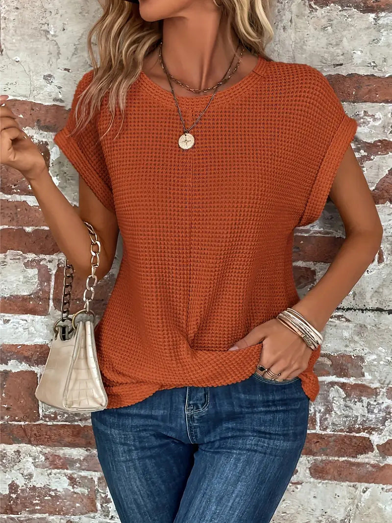 Elise - Top Chic de Cuello Redondo Casual