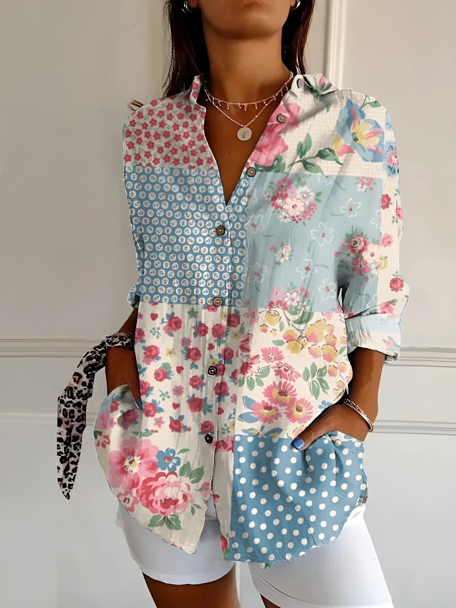 Halcyon - Camisa de Botones Estampada para Mujer