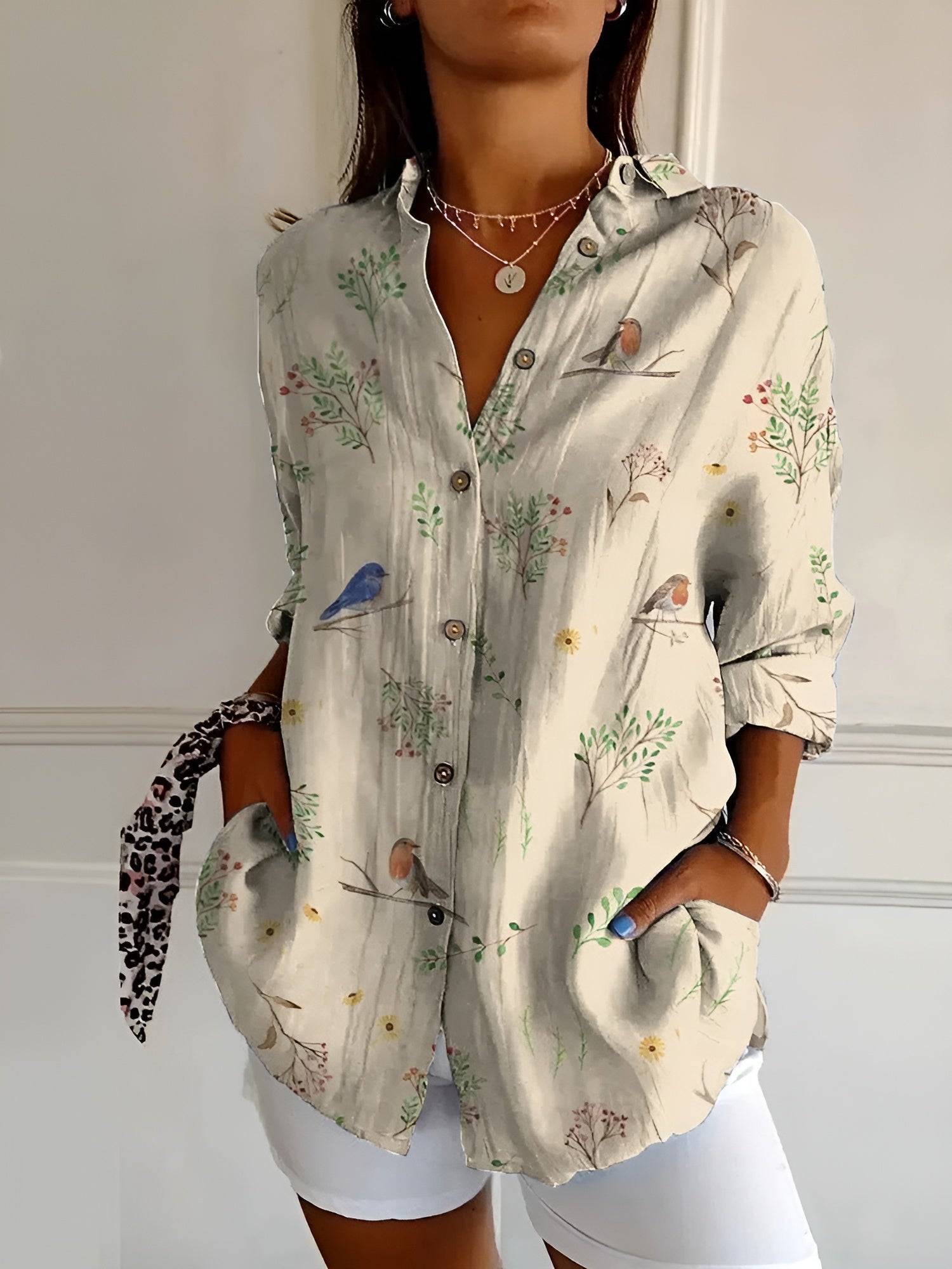 Halcyon - Camisa de Botones Estampada para Mujer