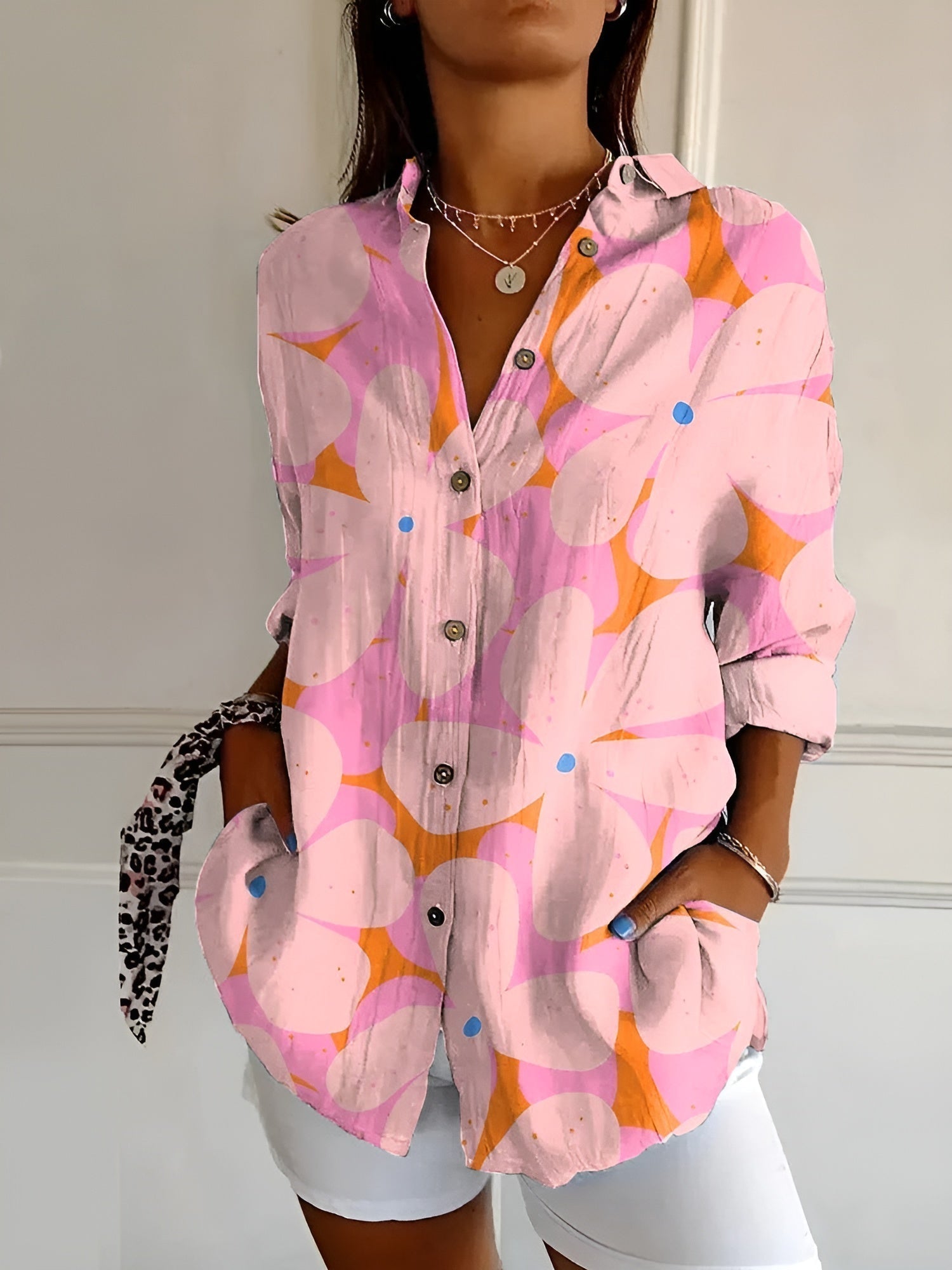 Halcyon - Camisa de Botones Estampada para Mujer